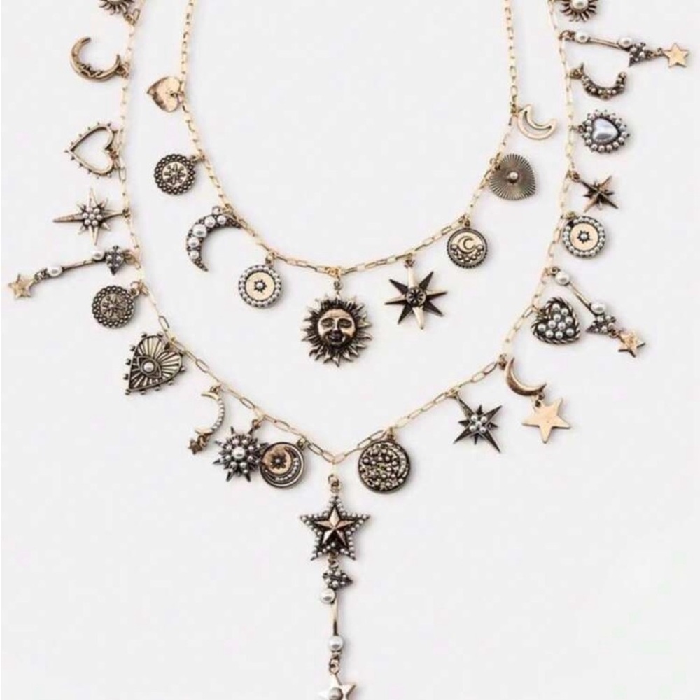 Celestial Multi-Charm Layered Necklace in  Gold - Picture 2 of 4